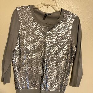 Relativity Silver Sequin Cardigan